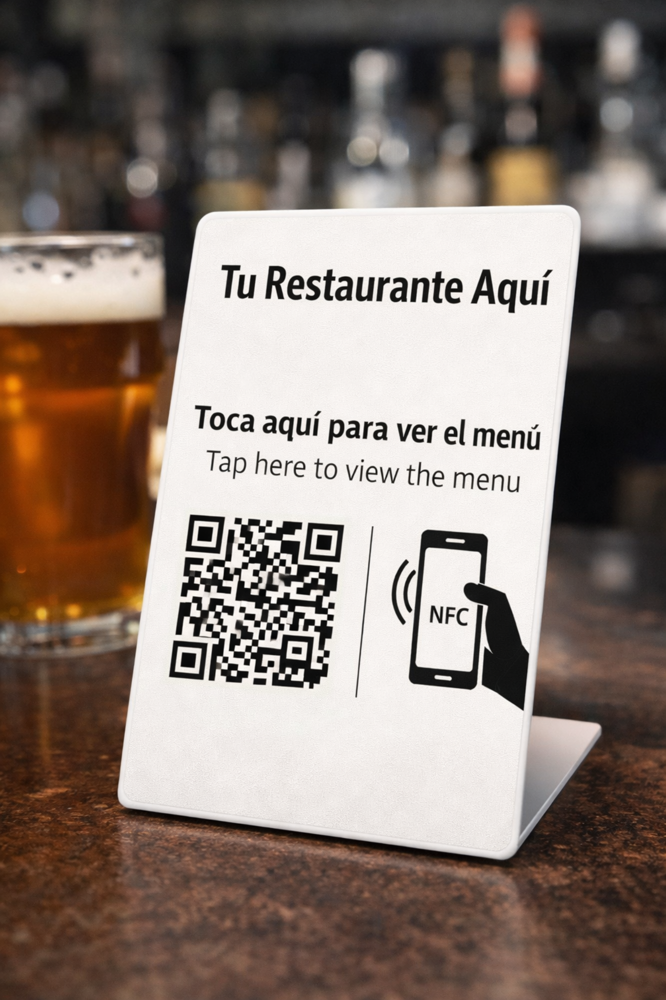 Soporte NFC personalizable para restaurante